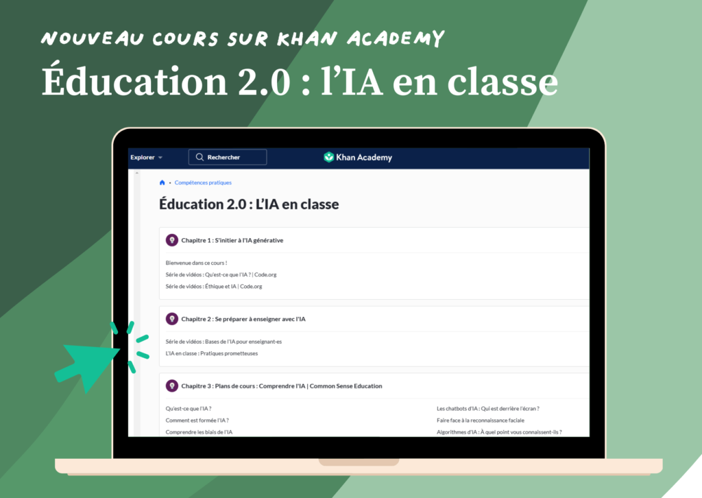 capture d'écran du contenu de la plateforme Khan Academy sur l'utilisation de l'IA en classe